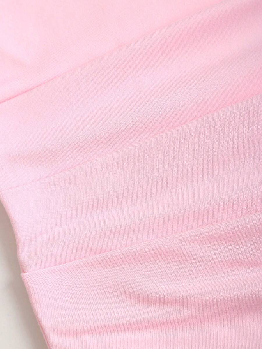 SHEIN Sweetra فستان بياقة غير متماثلة متجعد بلون وردي