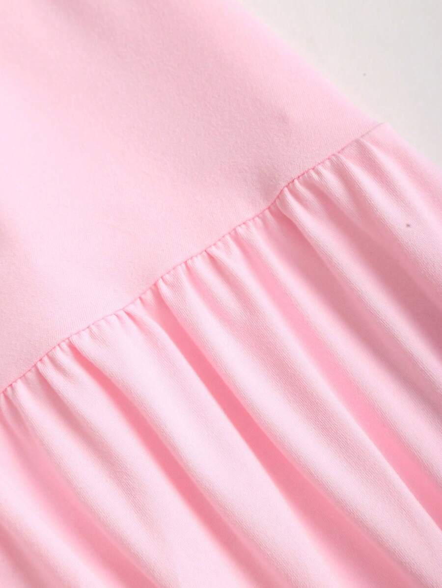 SHEIN Sweetra فستان بياقة غير متماثلة متجعد بلون وردي