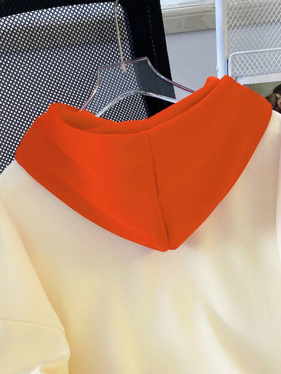 SHEIN هودي نسائي كاجوال برتقالي بسيط