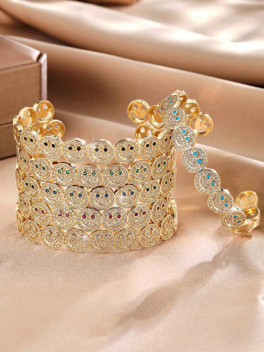 SHEIN زينة مطلية بالنحاس مرصعة بالزركونيا المكعبة