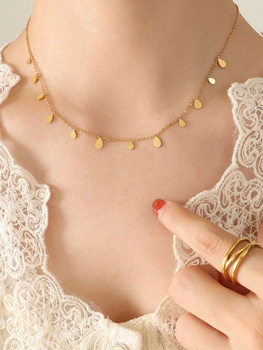 SHEIN قلادة قرص ذهبية ستانلس ستيل