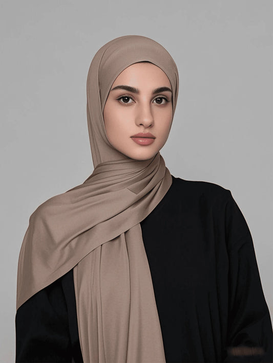 SHEIN وشاح نسائي كلاسيكي بلون كاكي من قماش جيرسيه محبوك