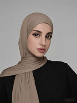 SHEIN وشاح نسائي كلاسيكي بلون كاكي من قماش جيرسيه محبوك