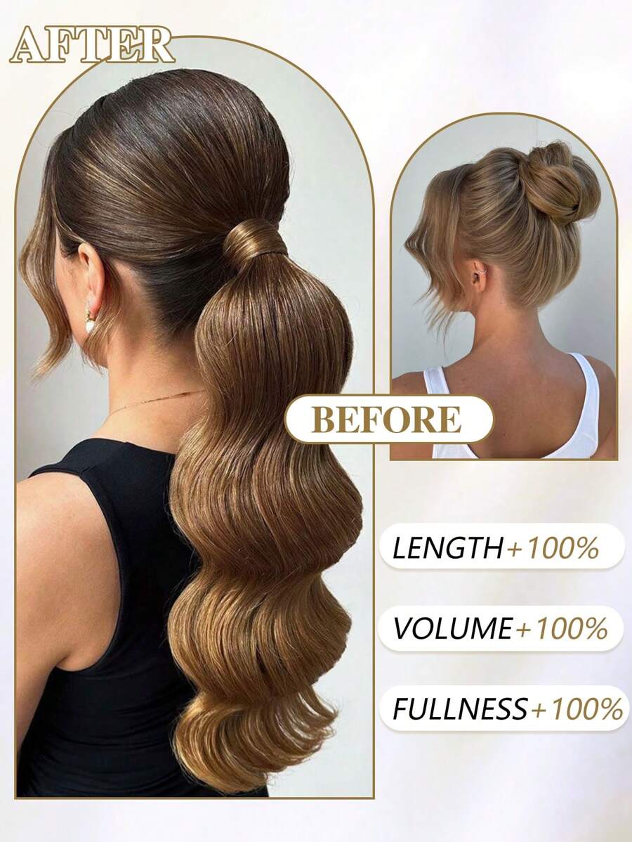 SHEIN nimoki امتداد ذيل حصان 18 بوصة بني داكن ألياف صناعية