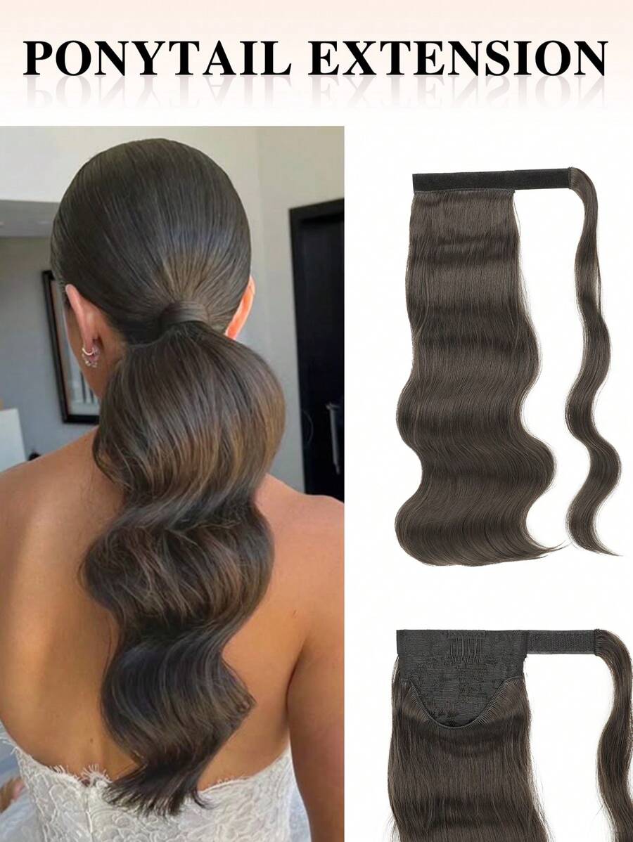 SHEIN nimoki امتداد ذيل حصان 18 بوصة بني داكن ألياف صناعية