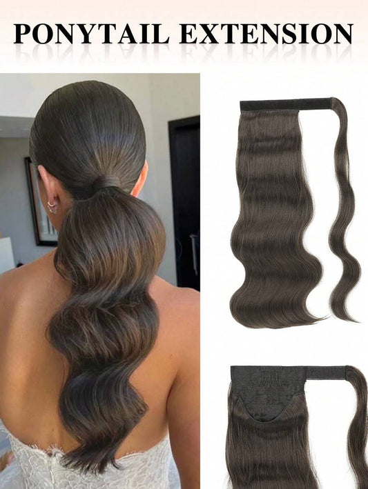 SHEIN nimoki امتداد ذيل حصان 18 بوصة بني داكن ألياف صناعية