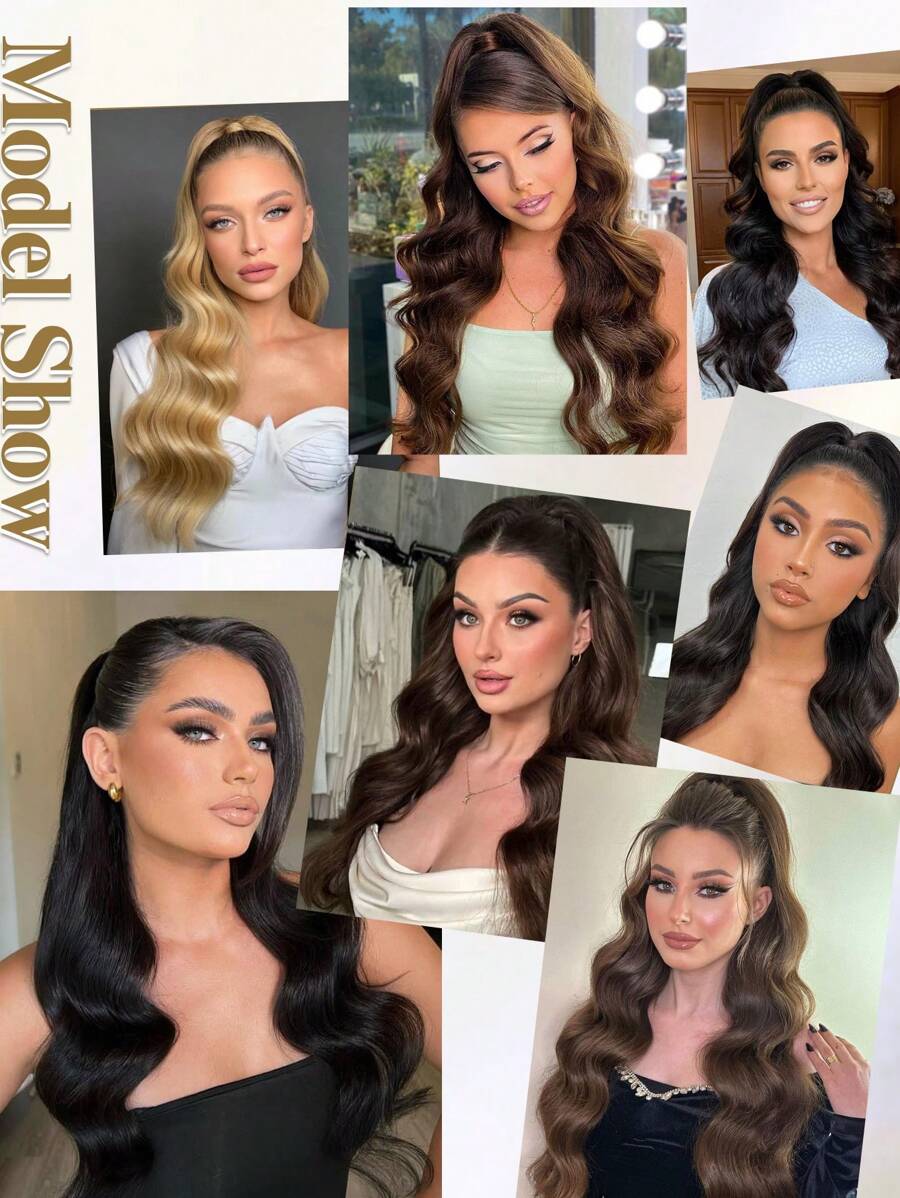 SHEIN nimoki امتداد ذيل حصان 18 بوصة بني داكن ألياف صناعية