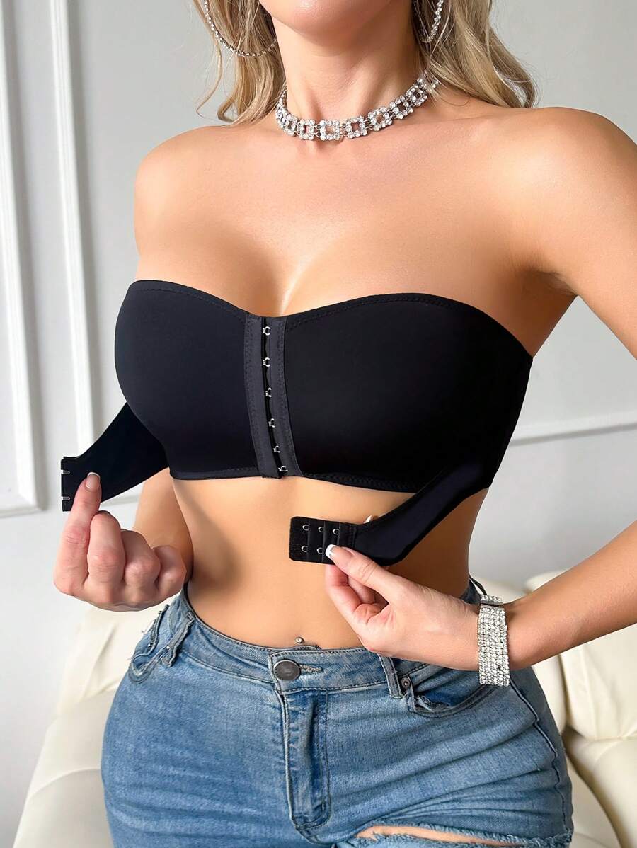 SHEIN حمالة صدر مبطنة مرفوعة بإغلاق أمامي مزدوج