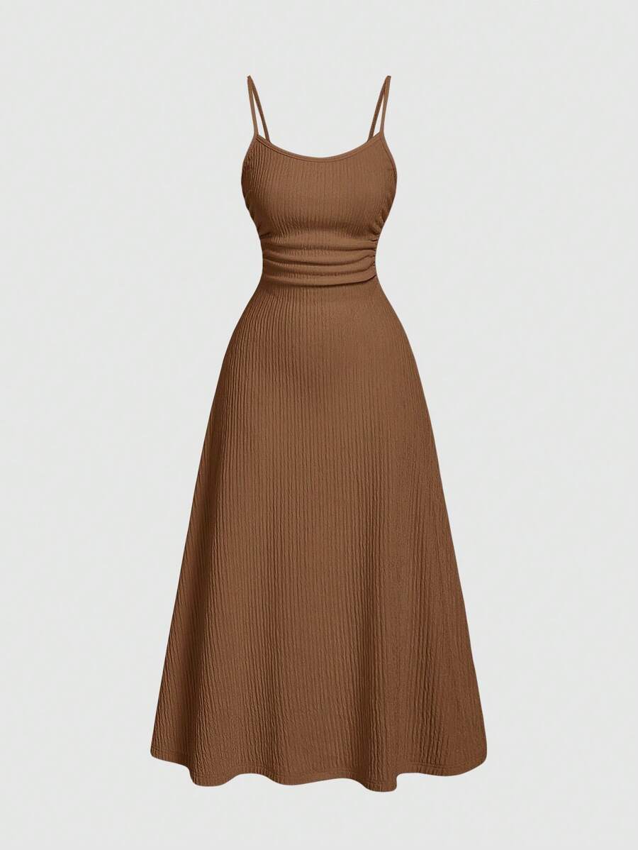SHEIN MOD فستان بني بسيط ورومانسي