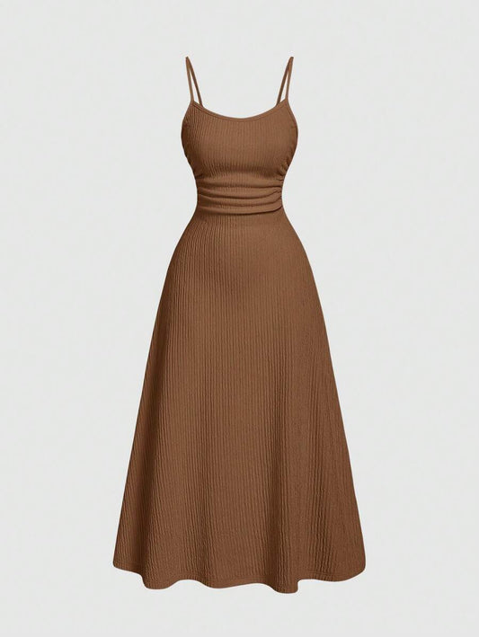 SHEIN MOD فستان بني بسيط ورومانسي