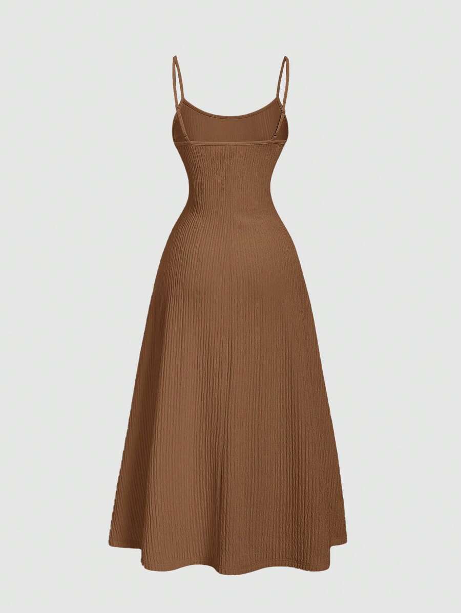 SHEIN MOD فستان بني بسيط ورومانسي