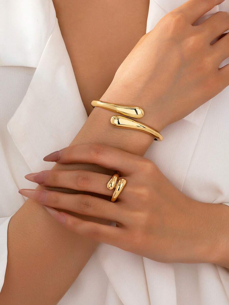 SHEIN طقم سوار وخاتم مفتوح بتصميم قطرة ماء