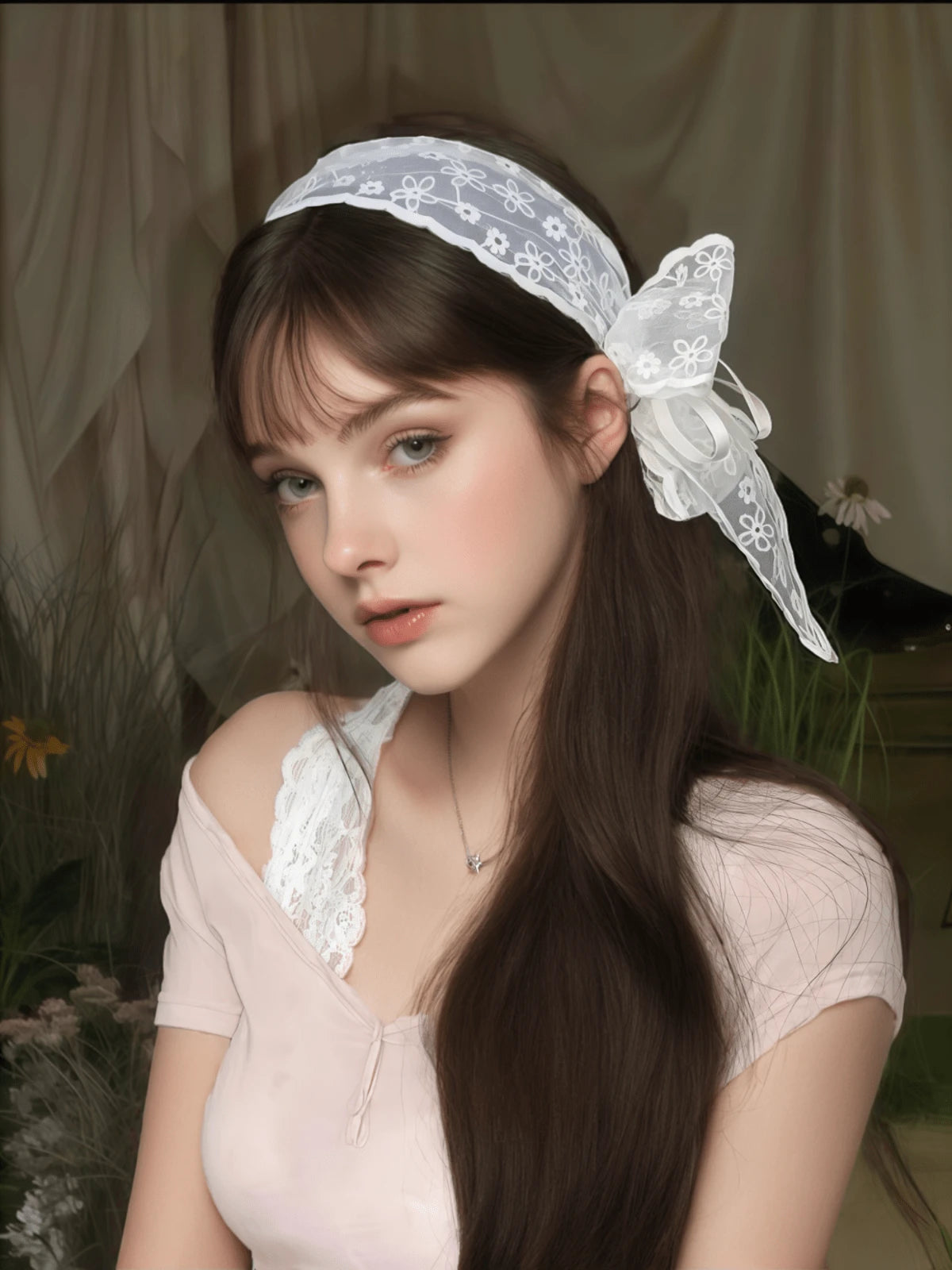 SHEIN شريط شعر بشكل فيونكة من الدانتيل بضغط عالي