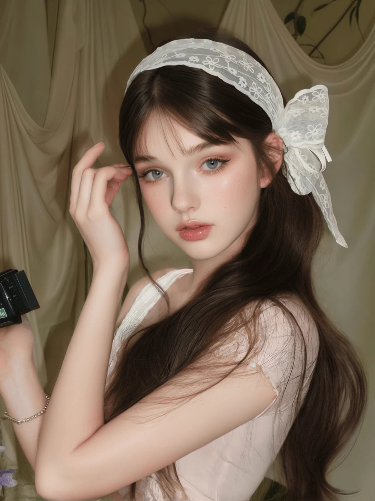 SHEIN شريط شعر بشكل فيونكة من الدانتيل بضغط عالي