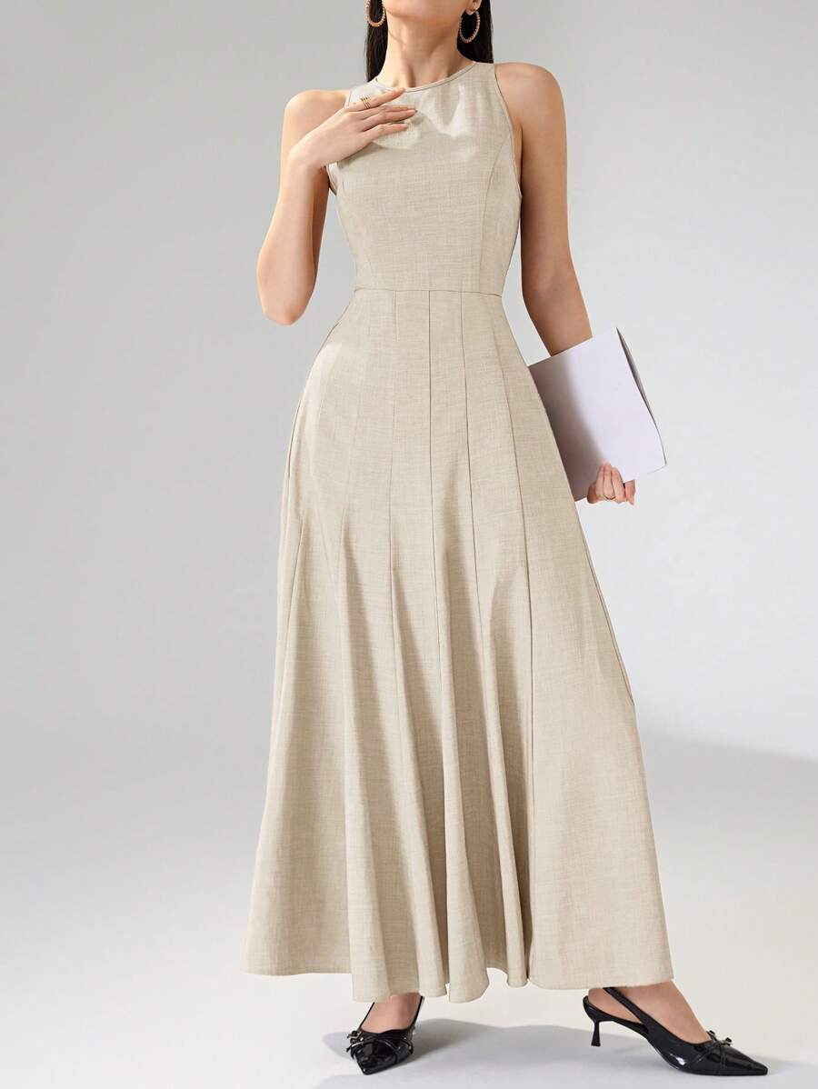 SHEIN Heiryn فستان طويل كاجوال وأنيق بلون مشمشي