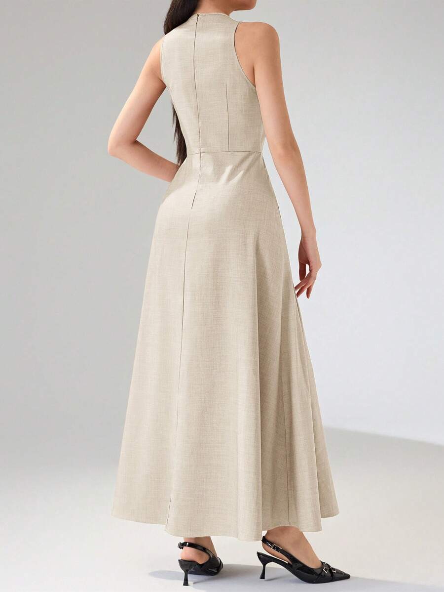 SHEIN Heiryn فستان طويل كاجوال وأنيق بلون مشمشي