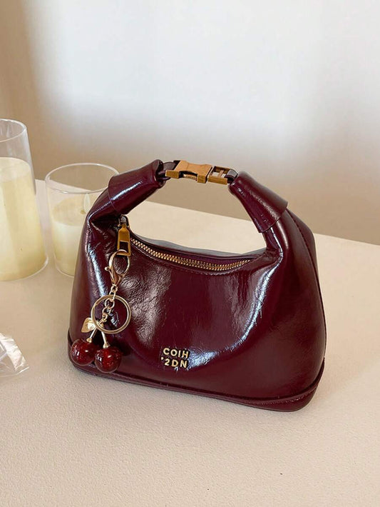 SHEIN حقيبة يد بتصميم الدمية بحزام للكتف باللون العنابي