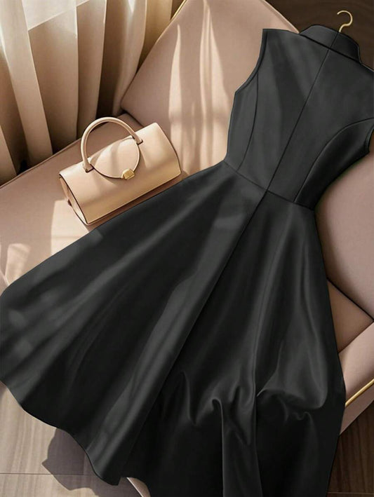 SHEIN Franclia فستان أسود بدون أكمام