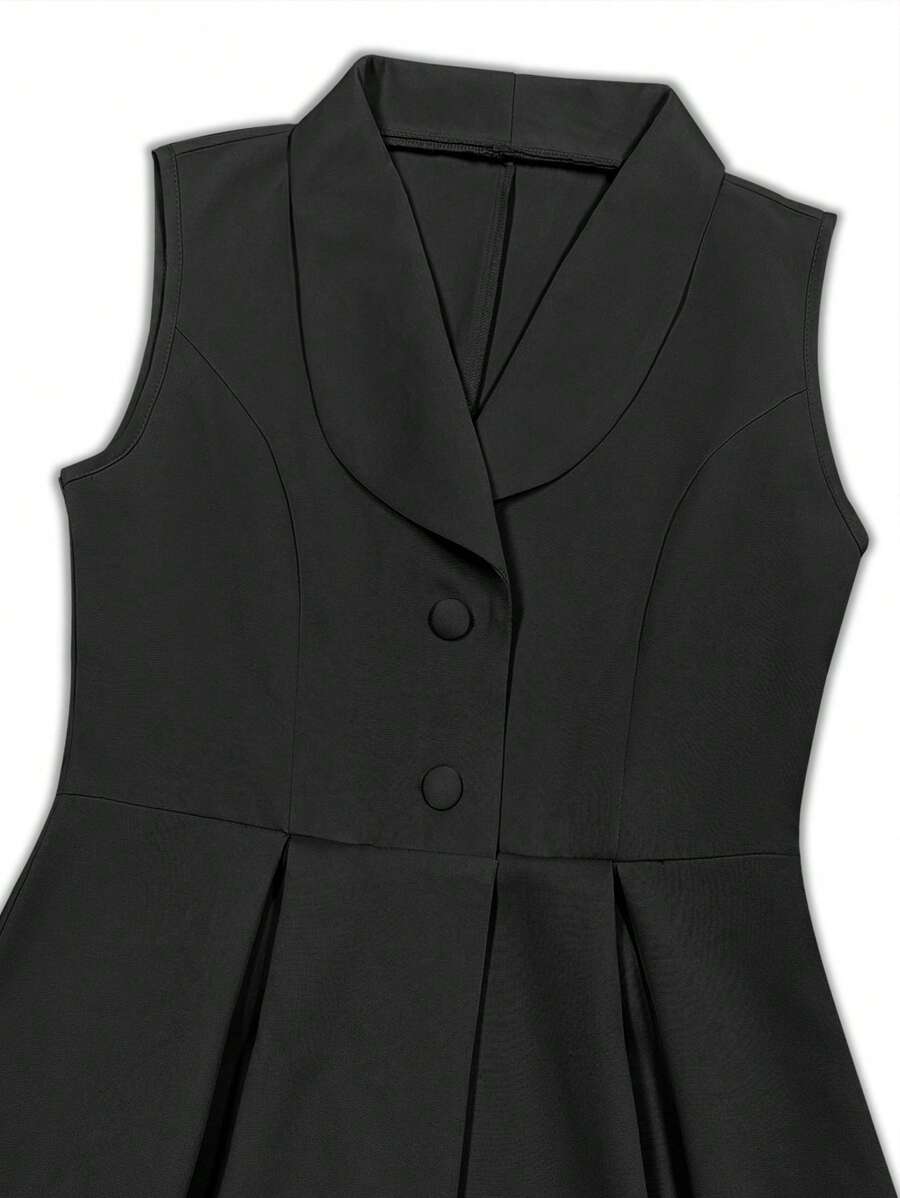 SHEIN Franclia فستان أسود بدون أكمام
