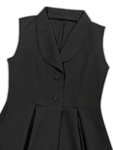 SHEIN Franclia فستان أسود بدون أكمام