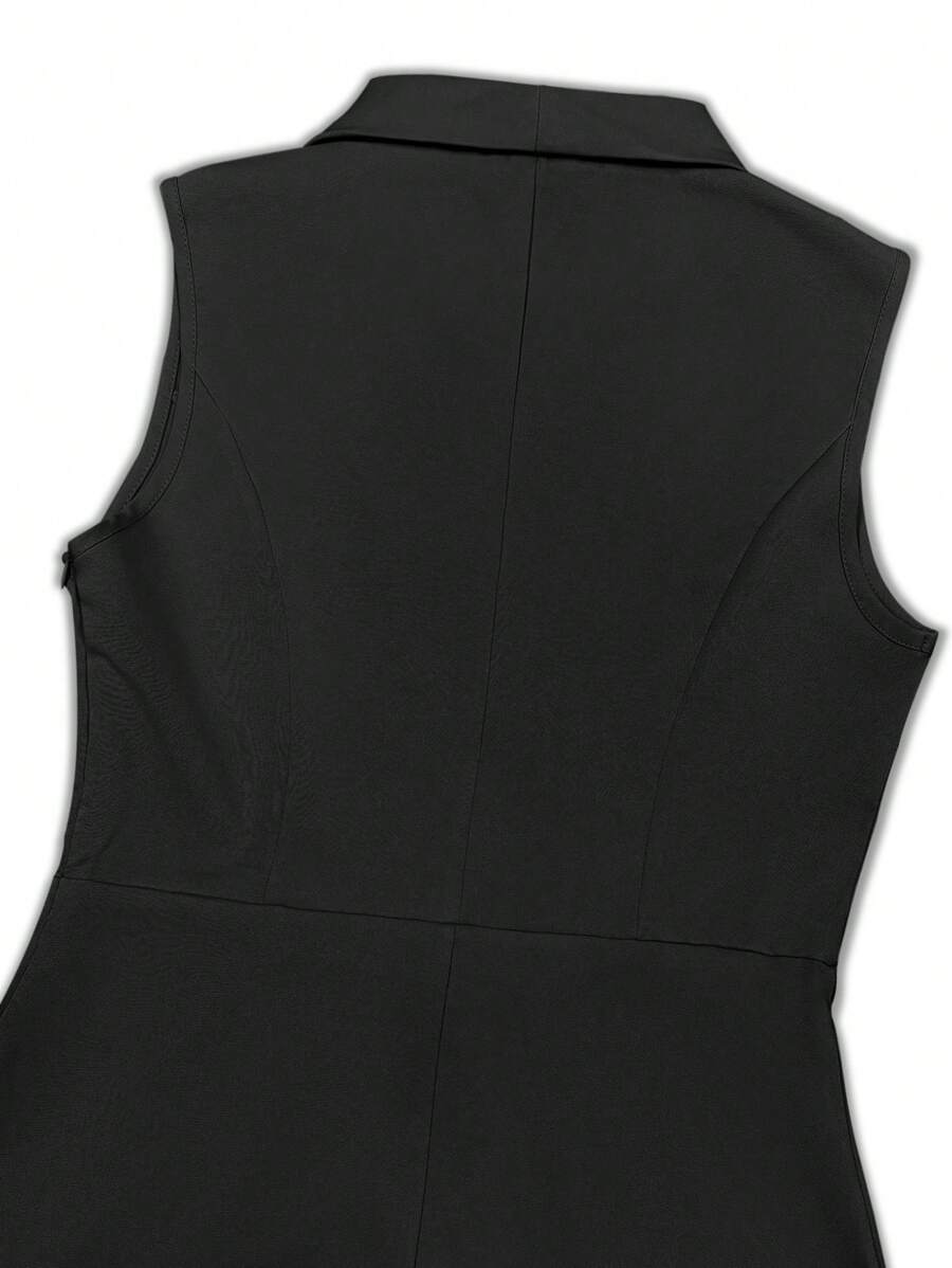 SHEIN Franclia فستان أسود بدون أكمام