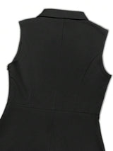SHEIN Franclia فستان أسود بدون أكمام