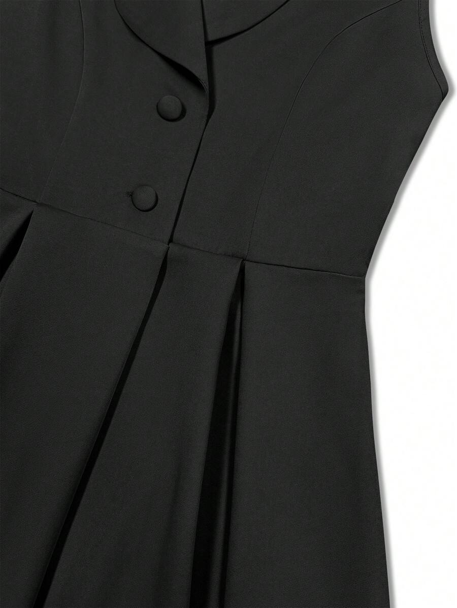 SHEIN Franclia فستان أسود بدون أكمام