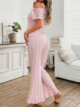 SHEIN طقم ملابس منزلية قصيرة الأكمام مع ربطة عنق كاجوال