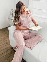 SHEIN طقم ملابس منزلية قصيرة الأكمام مع ربطة عنق كاجوال