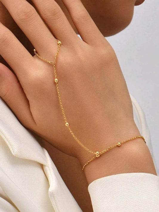 SHEIN خاتم إصبع بسلسلة اللؤلؤ