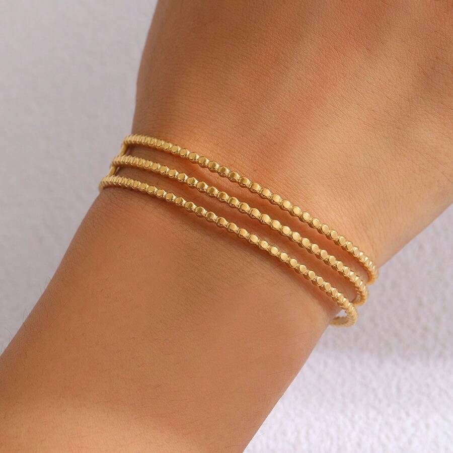 SHEIN سوار ذهبي مفتوح مجوف مزين بلؤلؤ اصطناعي