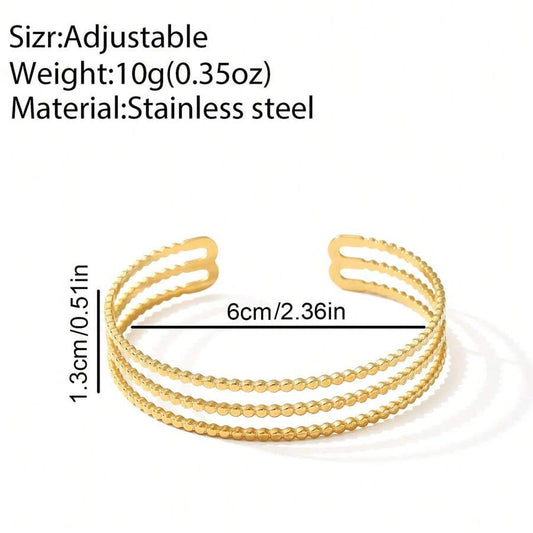 SHEIN سوار ذهبي مفتوح مجوف مزين بلؤلؤ اصطناعي