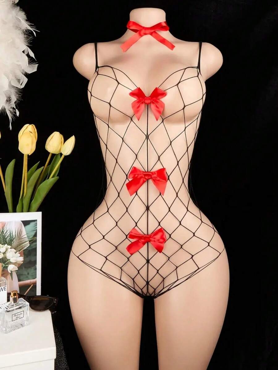SHEIN بودي شبكي مثير بستايل جريء ومغري