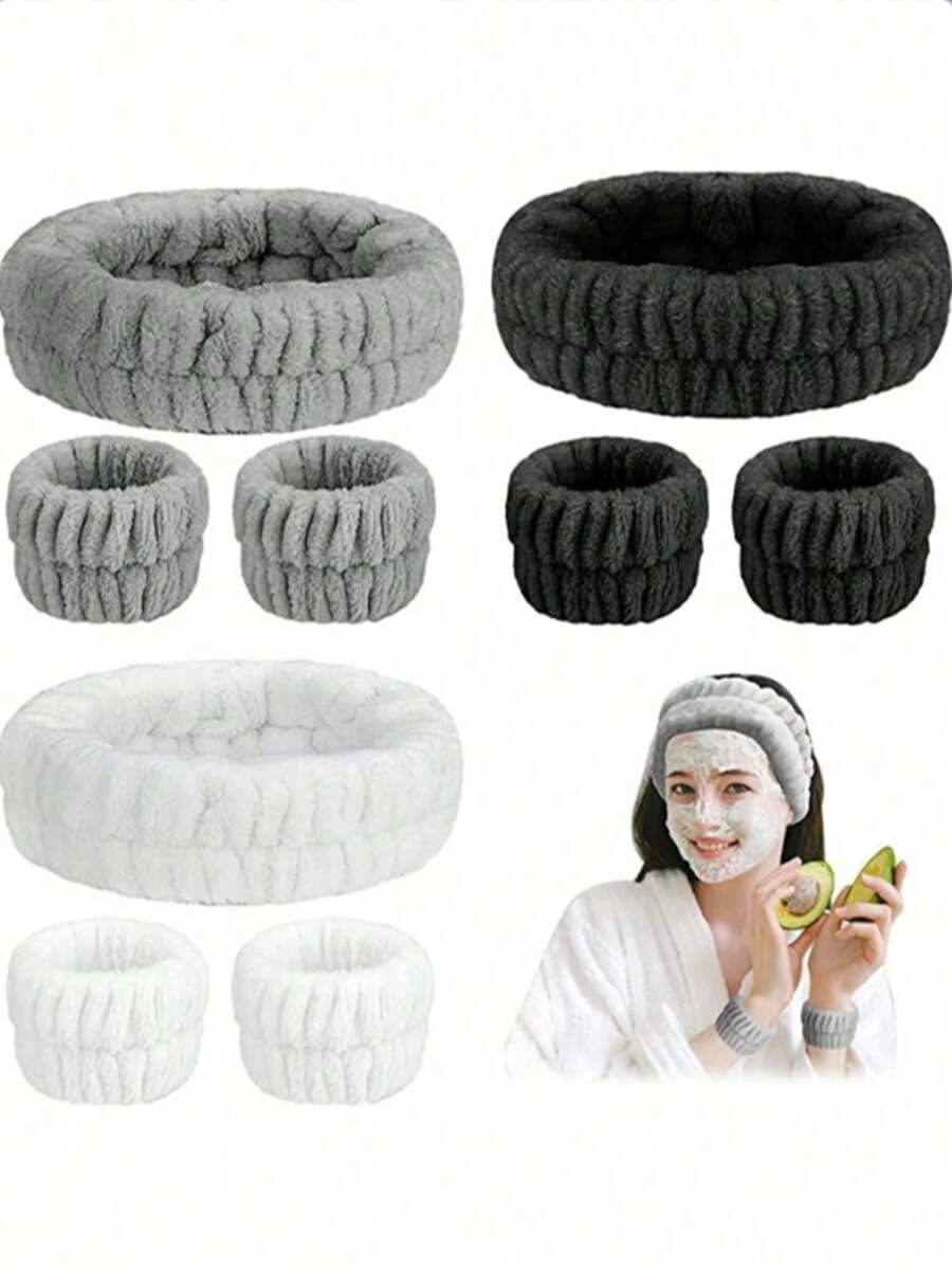 SHEIN طقم 4 في 1 للوجه والشعر وشريط الرأس للعناية بالبشرة