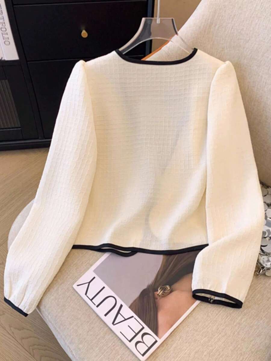 SHEIN كارديجان نسائي قصير وخفيف بلون مشمشي