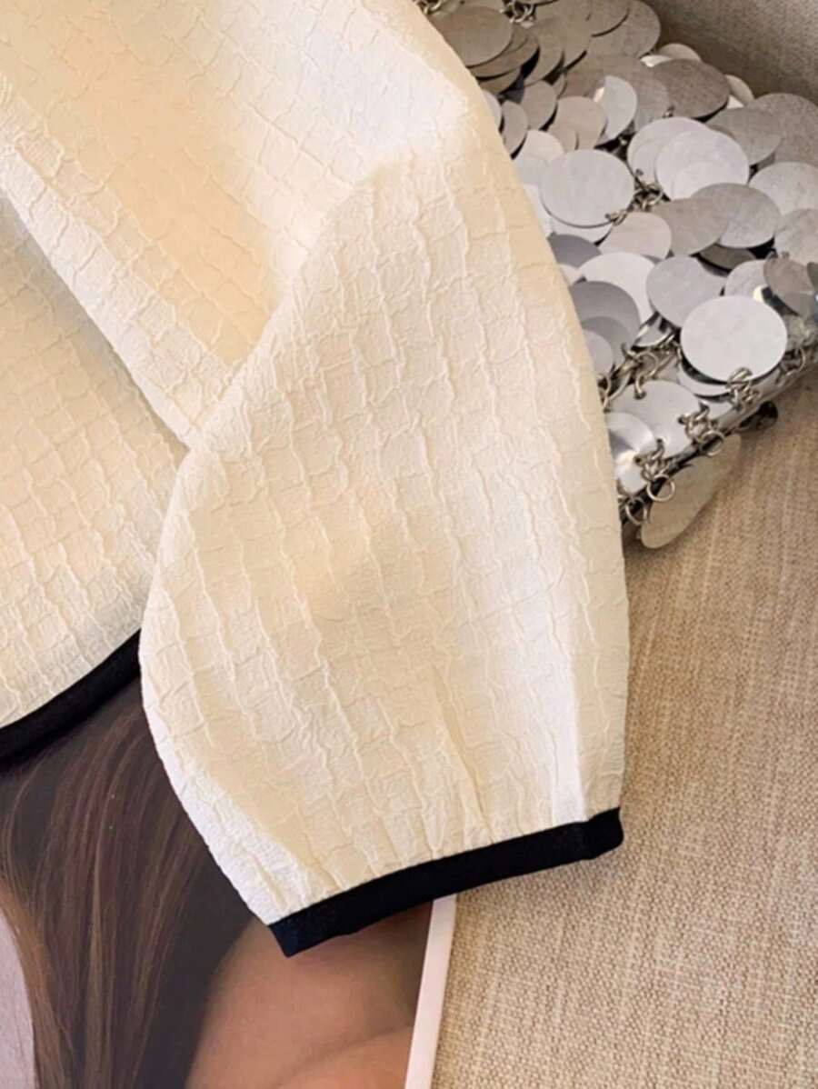 SHEIN كارديجان نسائي قصير وخفيف بلون مشمشي
