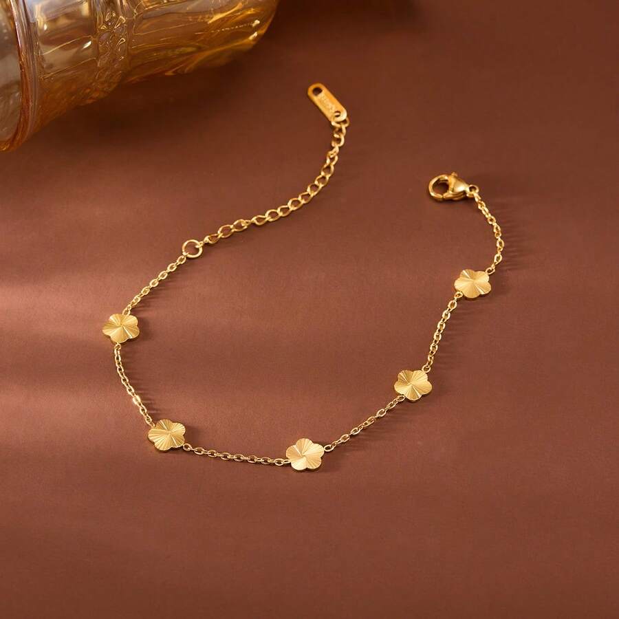 SHEIN سوار ستانلس ستيل أنيق بلون ذهبي