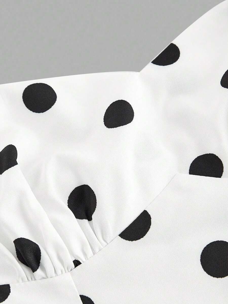 SHEIN MOD فستان بنقشة بولكا دوت بتصميم عصري بسيط