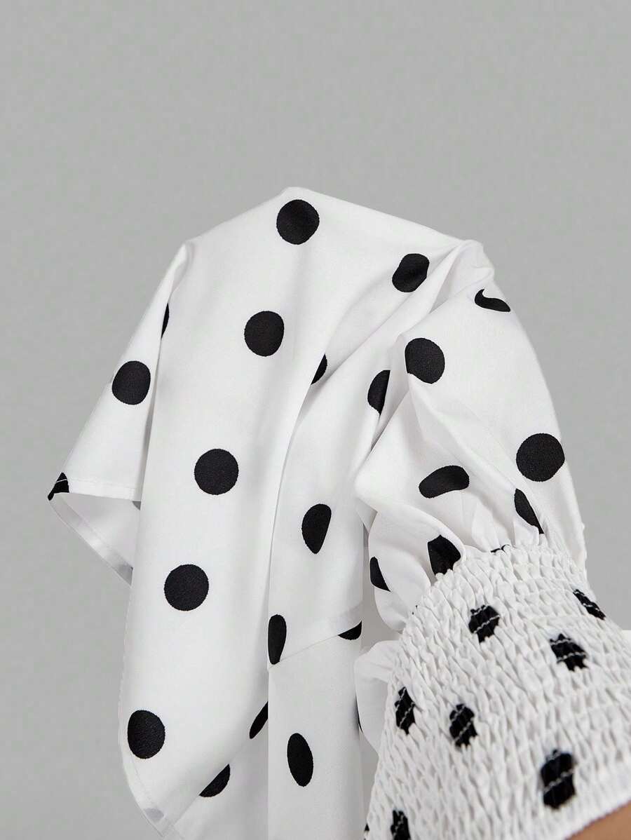 SHEIN MOD فستان بنقشة بولكا دوت بتصميم عصري بسيط