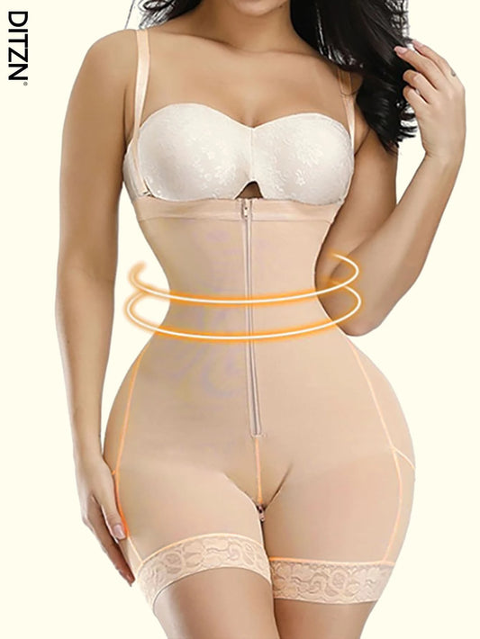 SHEIN DITZN رومبير قصيرة بسحاب أمامي وأزرار داخل الخصر والأرداف