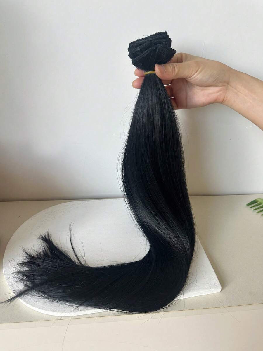SHEIN تمديدات شعر اصطناعية سوداء 22 بوصة 7 قطع مع 16 مشبك
