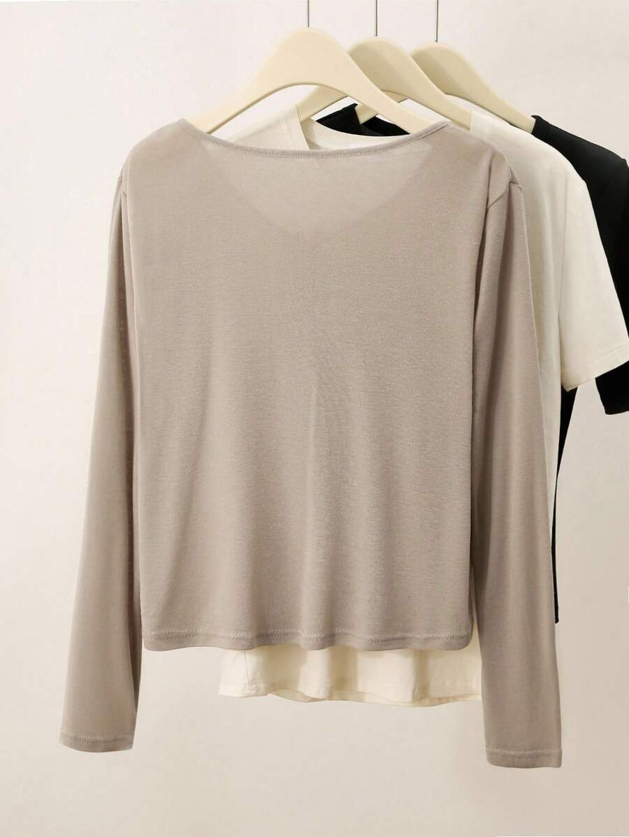 SHEIN INAWLY بلوزة نسائية بأزرار أمامية ولون كاكي
