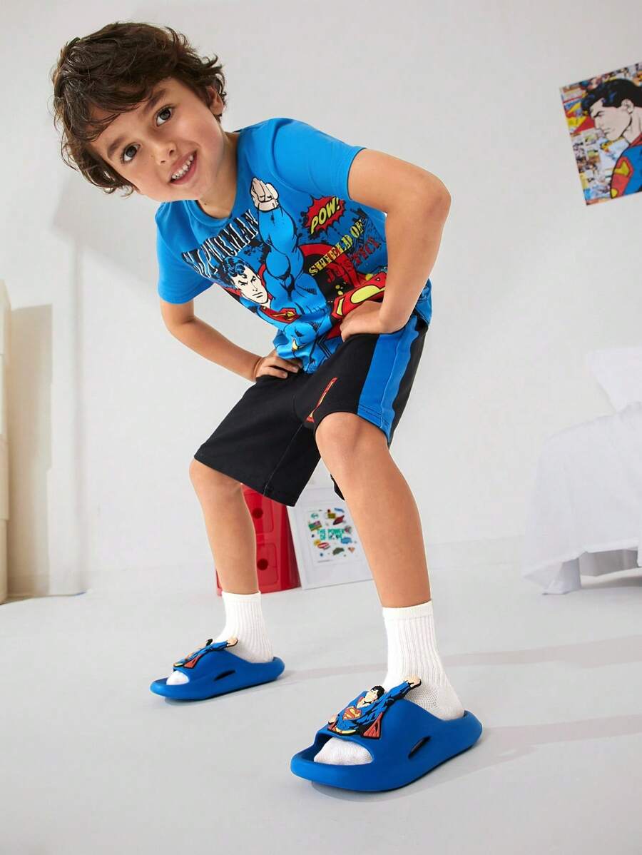 SHEIN SUPERMAN X شبشب كرتوني للأولاد خفيف مقاوم للانزلاق