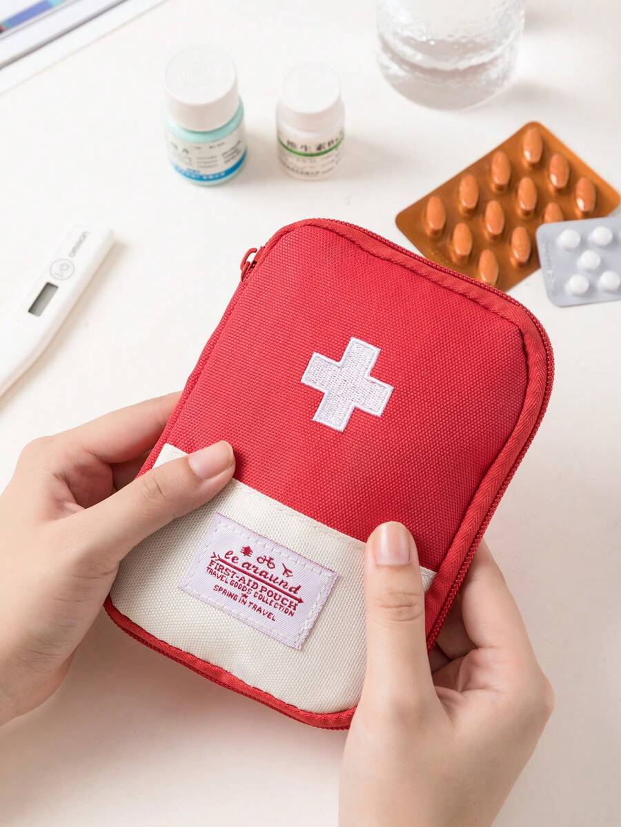 SHEIN حقيبة تخزين حمراء محمولة للسفر والعمل