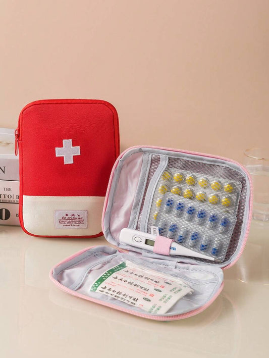 SHEIN حقيبة تخزين حمراء محمولة للسفر والعمل