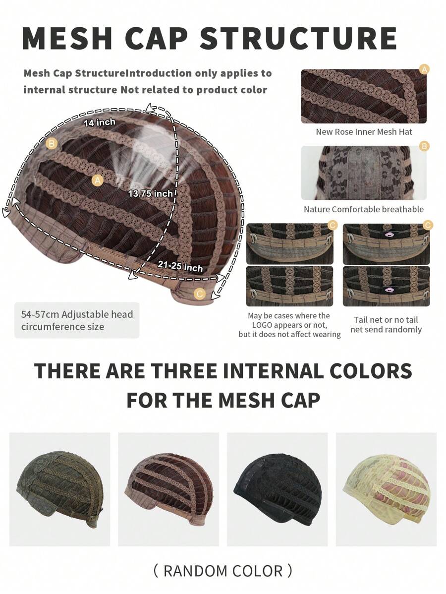 SHEIN باروكة شعر صناعي طويل 24 بوصة بني داكن مموج مع غرة