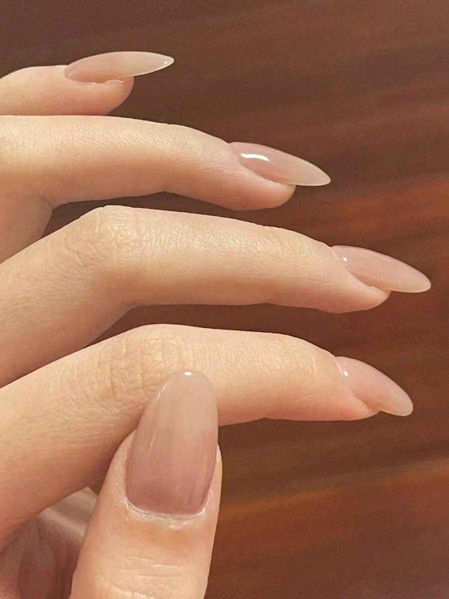 SHEIN طقم أظافر صناعية 24 قطعة مستطيلة مع غراء ومبرد
