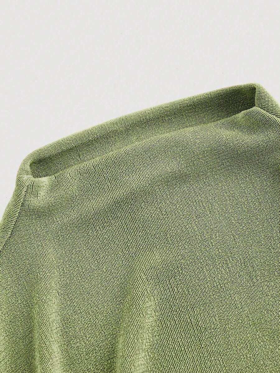 SHEIN MOD فستان اخضر أكتاف مرتفعة وشق علوي