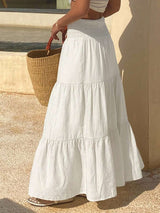 SHEIN DAZY تنورة بيضاء بكشكشة كاجوال