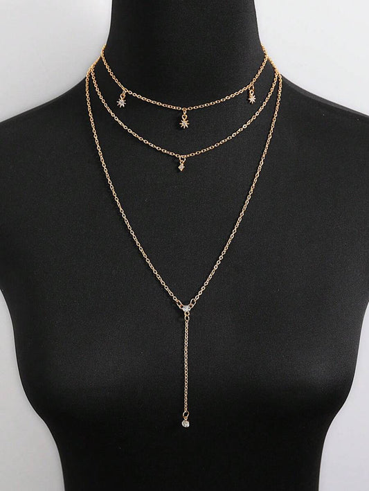SHEIN قلادة نجمية متعددة الطبقات ذهبية